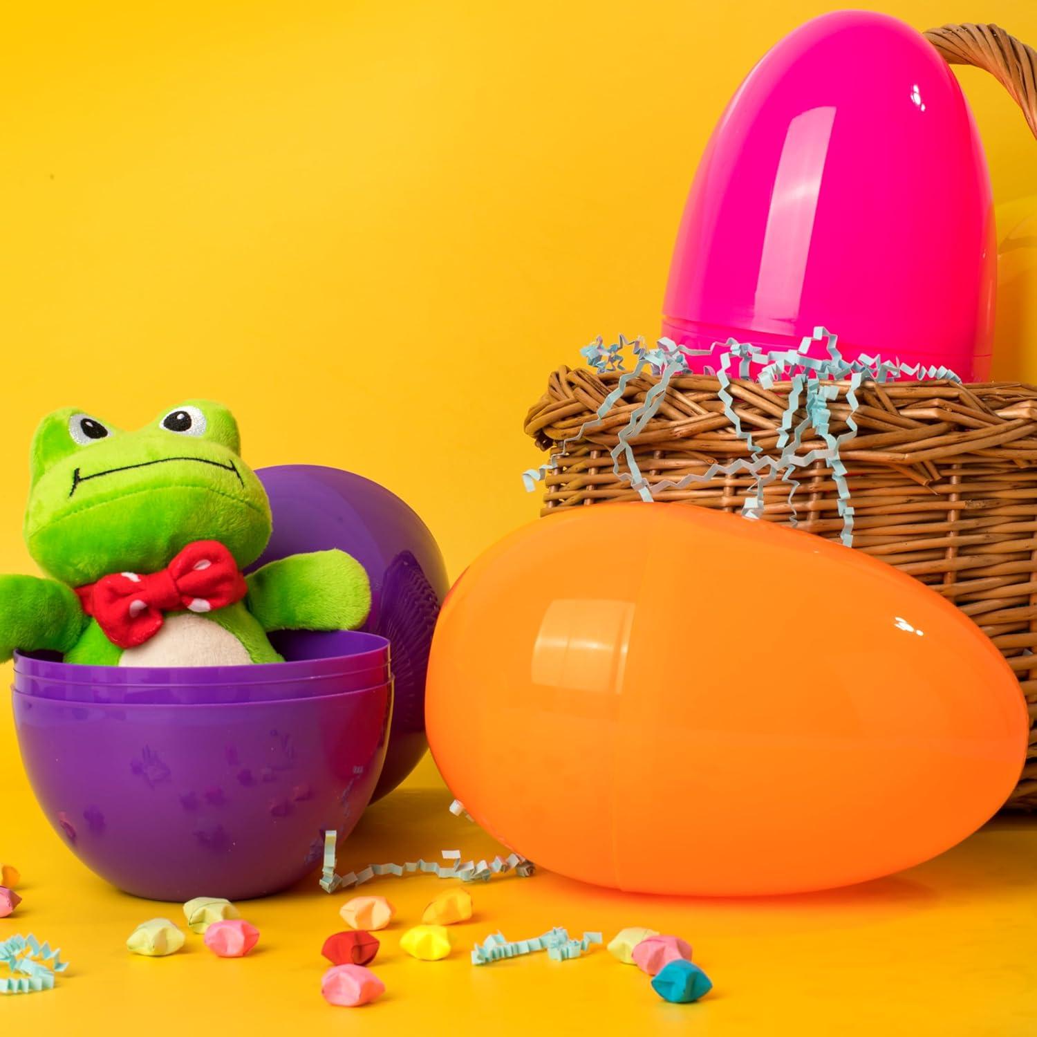 imageJOYIN 12 Pieces 7 Jumbo Plastic Bright Solid Easter Eggs Assorted Colors for Filling Treats Easter Theme Party Favor Easter Eggs Hunt Basket Stuffers Fillers Classroom Prize Supplies ToyPure