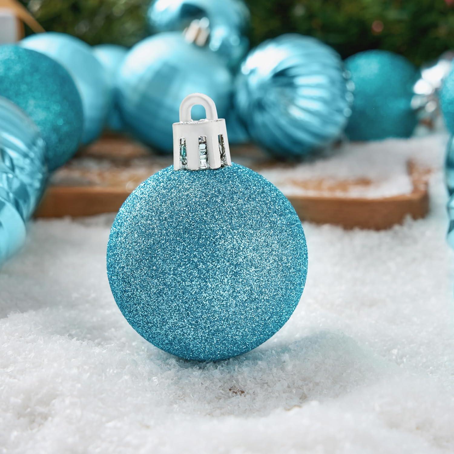 imageJOIEDOMI 24 Pcs Silver Christmas Balls Ornaments Set 16 Mini Christmas Tree Ornaments Decor Shatterproof Hanging Balls for Xmas Tree Wreath Garland Holiday Wedding Indoor Party DecorBaby Blue