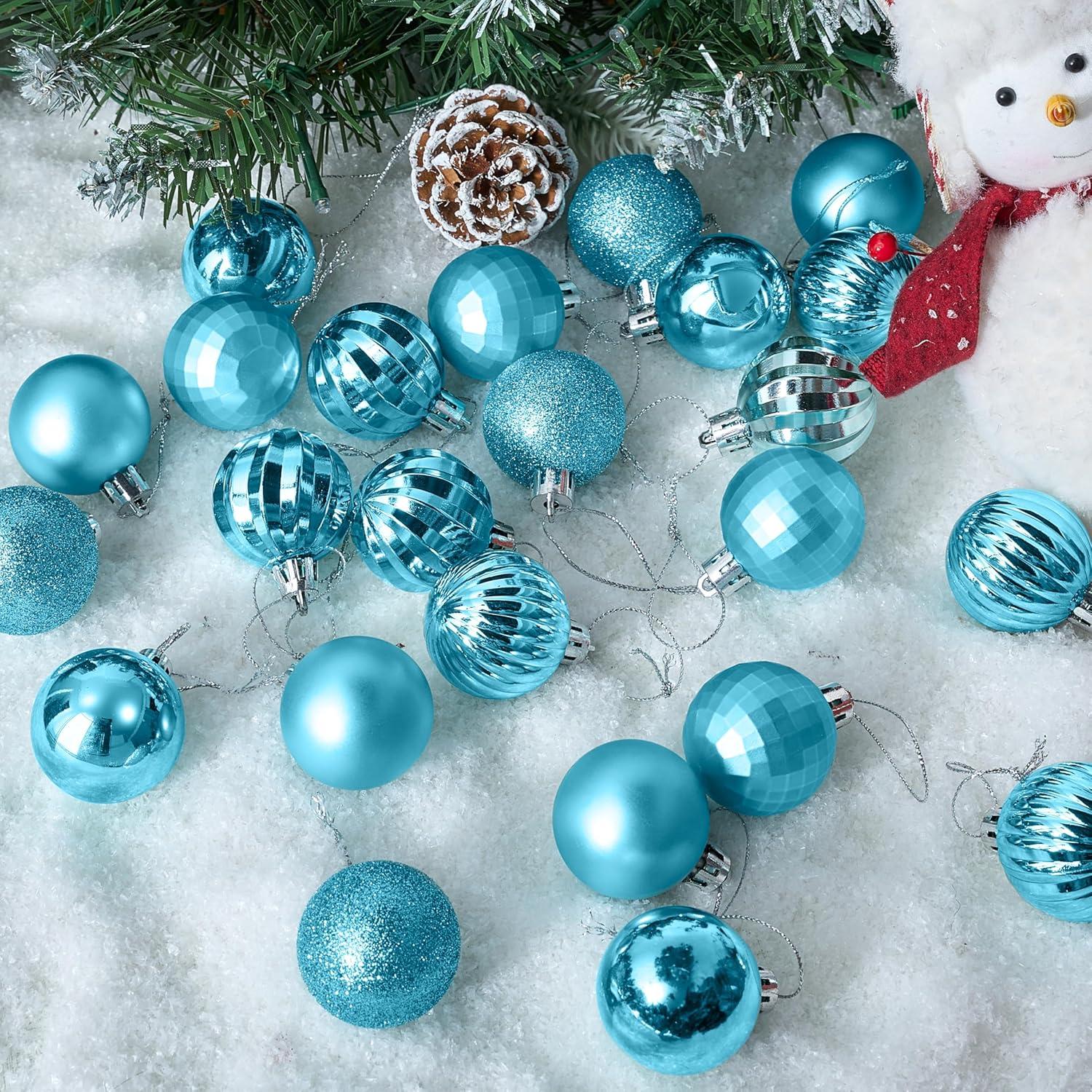 imageJOIEDOMI 24 Pcs Silver Christmas Balls Ornaments Set 16 Mini Christmas Tree Ornaments Decor Shatterproof Hanging Balls for Xmas Tree Wreath Garland Holiday Wedding Indoor Party DecorBaby Blue