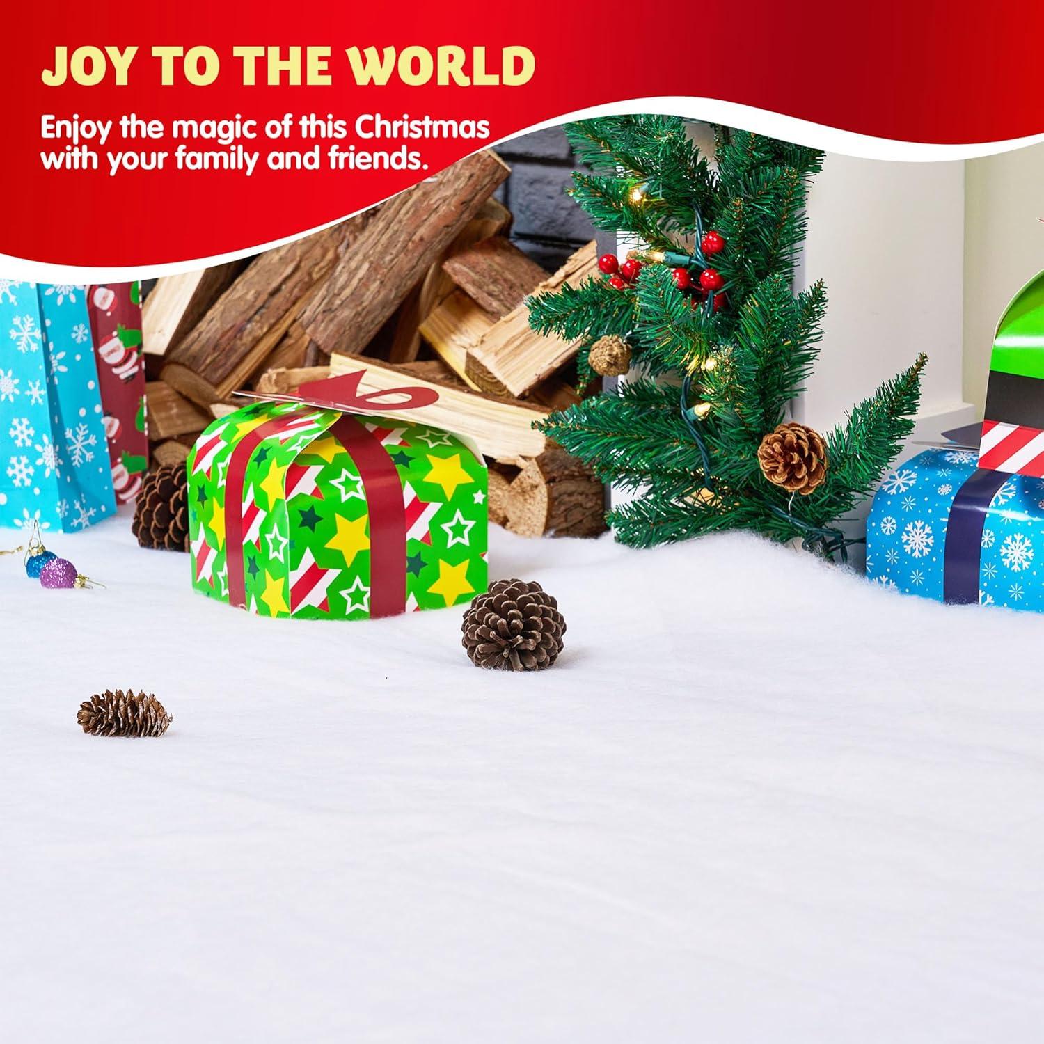 imageJOYIN Christmas Snow Blanket Roll Soft Thick Artificial Snow Sheets Cotton Fabric Under The Xmas Tree for Holiday Decor and Winter Displays Christmas Table Decorations 15In x 10 Ft 4 PCS4