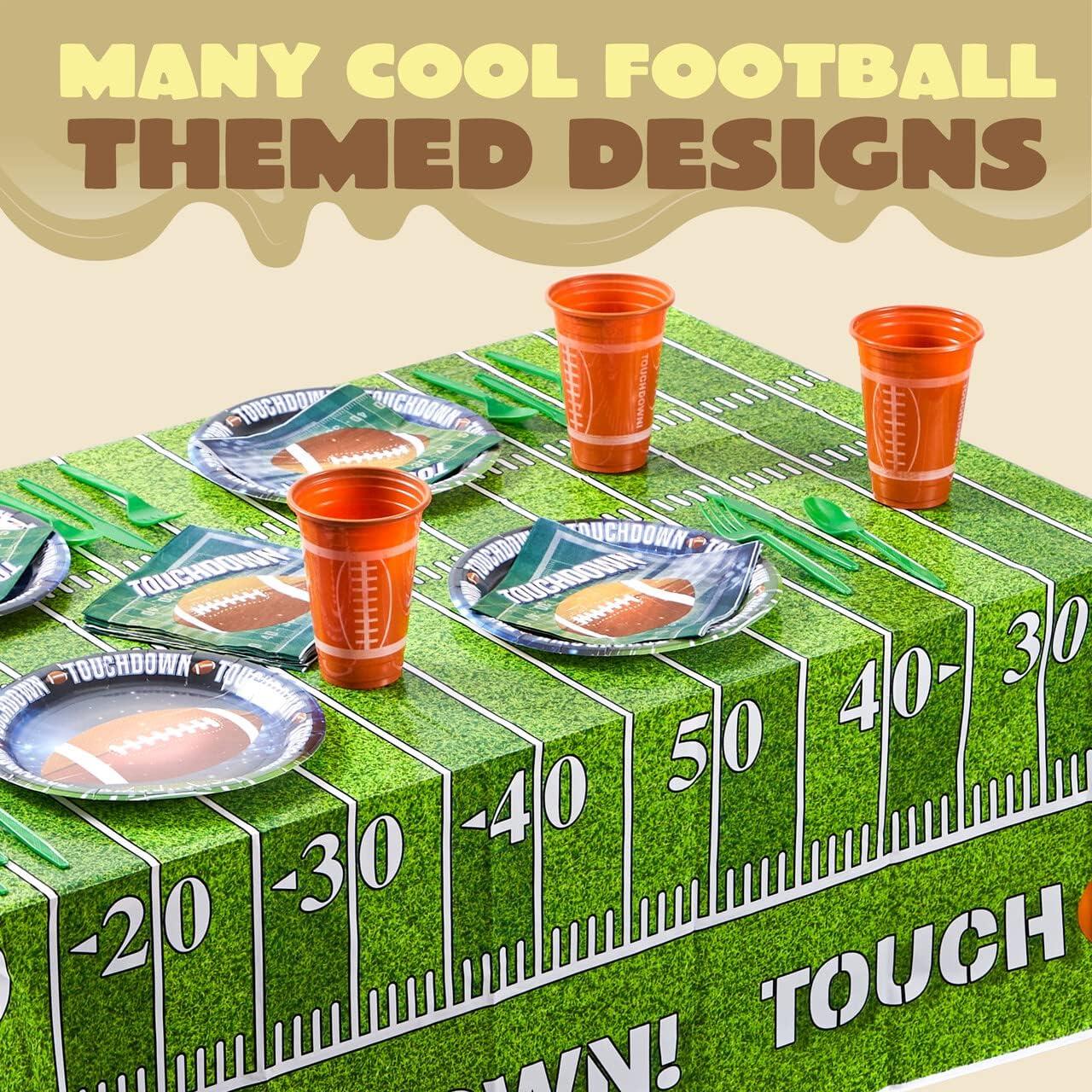 imageJOYIN 4 Pack Game Day Football Tablecloth Table Cover Touchdown Party Decorations Football Party Supplies 54x72 Inches
