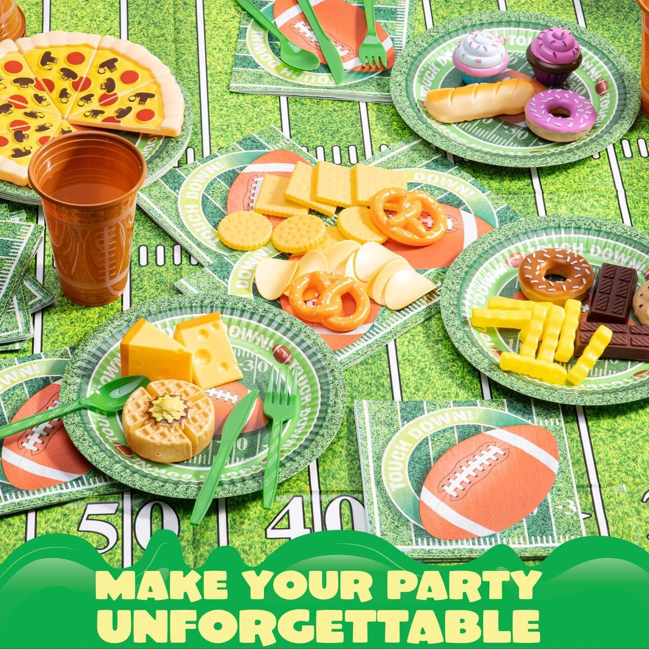 imageJOYIN 4 Pack Game Day Football Tablecloth Table Cover Touchdown Party Decorations Football Party Supplies 54x72 Inches