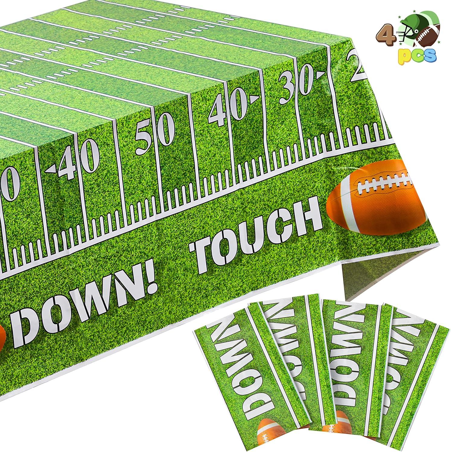 imageJOYIN 4 Pack Game Day Football Tablecloth Table Cover Touchdown Party Decorations Football Party Supplies 54x72 Inches