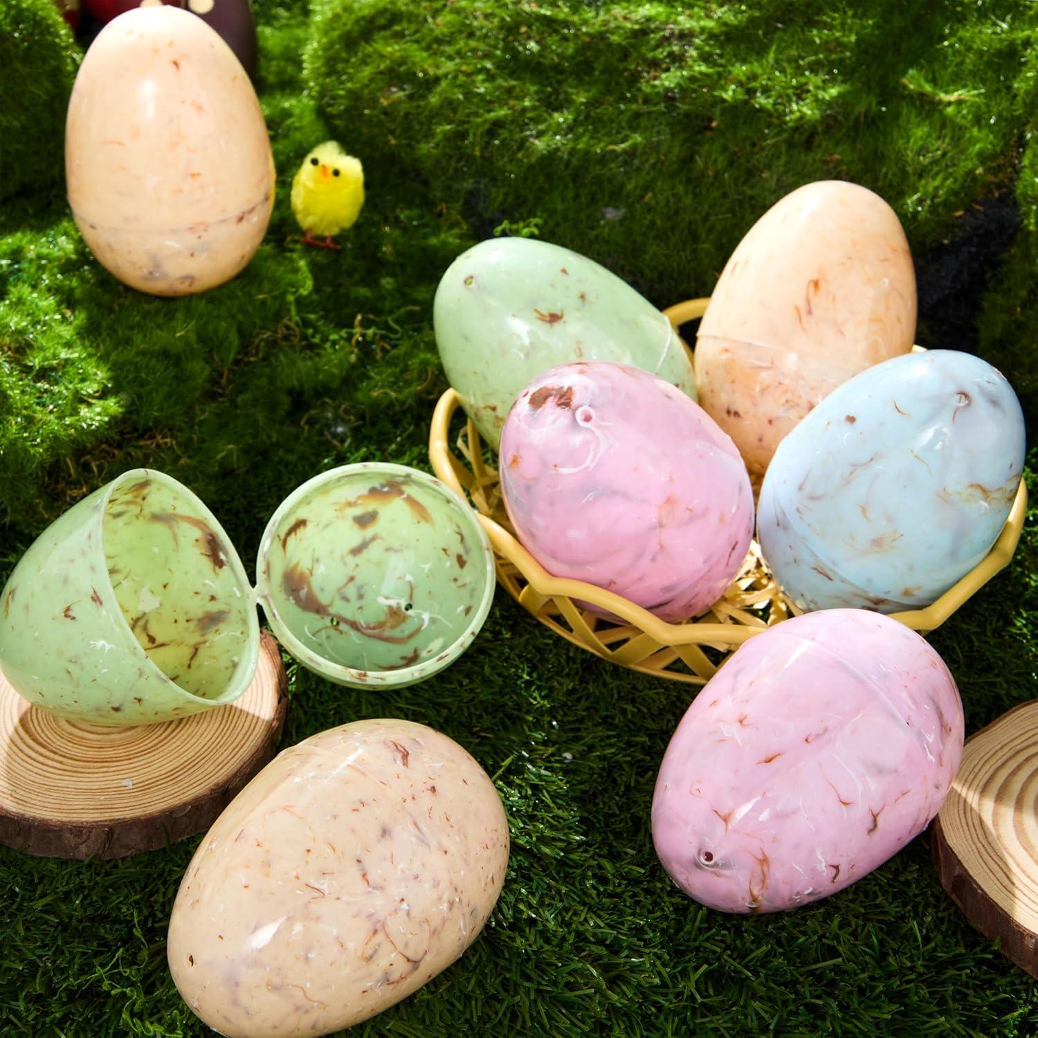 imageJOYIN 12 PCS Plastic Easter Marble Printed Eggs 315 Multicolor Fillable Empty Eggs for Easter Hunt Basket Stuffers Candy Treats Classroom Prize Holiday Supplies and Party Favor