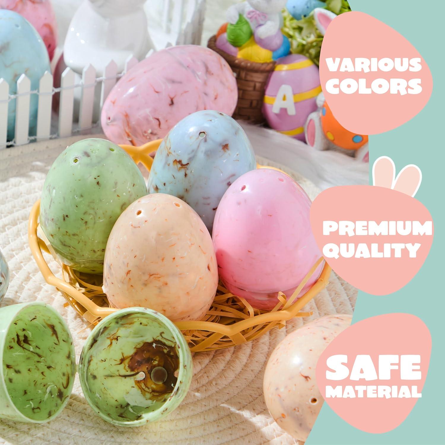imageJOYIN 12 PCS Plastic Easter Marble Printed Eggs 315 Multicolor Fillable Empty Eggs for Easter Hunt Basket Stuffers Candy Treats Classroom Prize Holiday Supplies and Party Favor
