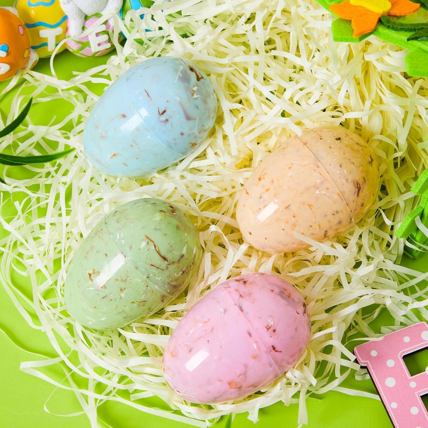 imageJOYIN 12 PCS Plastic Easter Marble Printed Eggs 315 Multicolor Fillable Empty Eggs for Easter Hunt Basket Stuffers Candy Treats Classroom Prize Holiday Supplies and Party Favor