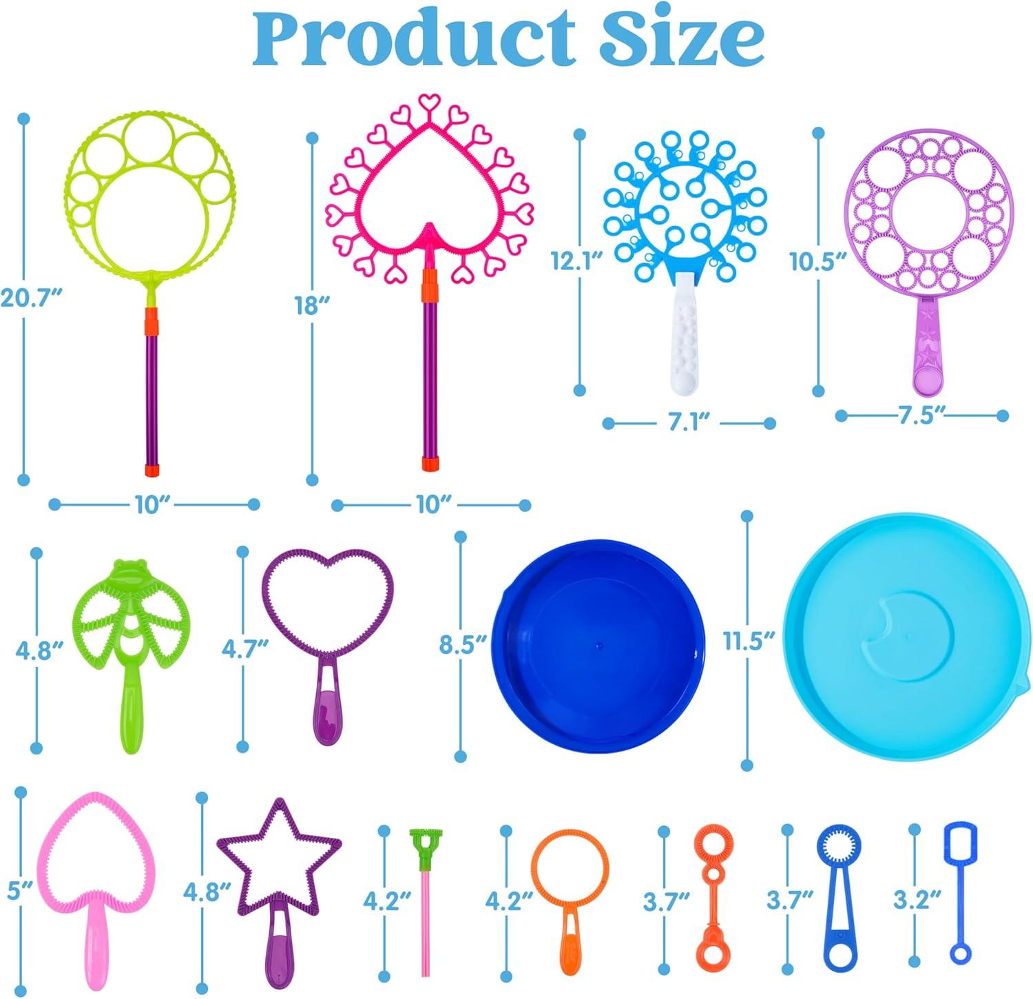 imageJOYIN Big Bubble Wands Set Bulk for Kids Summer Outdoor Toy Game Activity Party Favors 18 Pcs Giant Bubble Maker with Tray 12 Large 6 Pcs Solution Suitable for All Age PeopleRegular