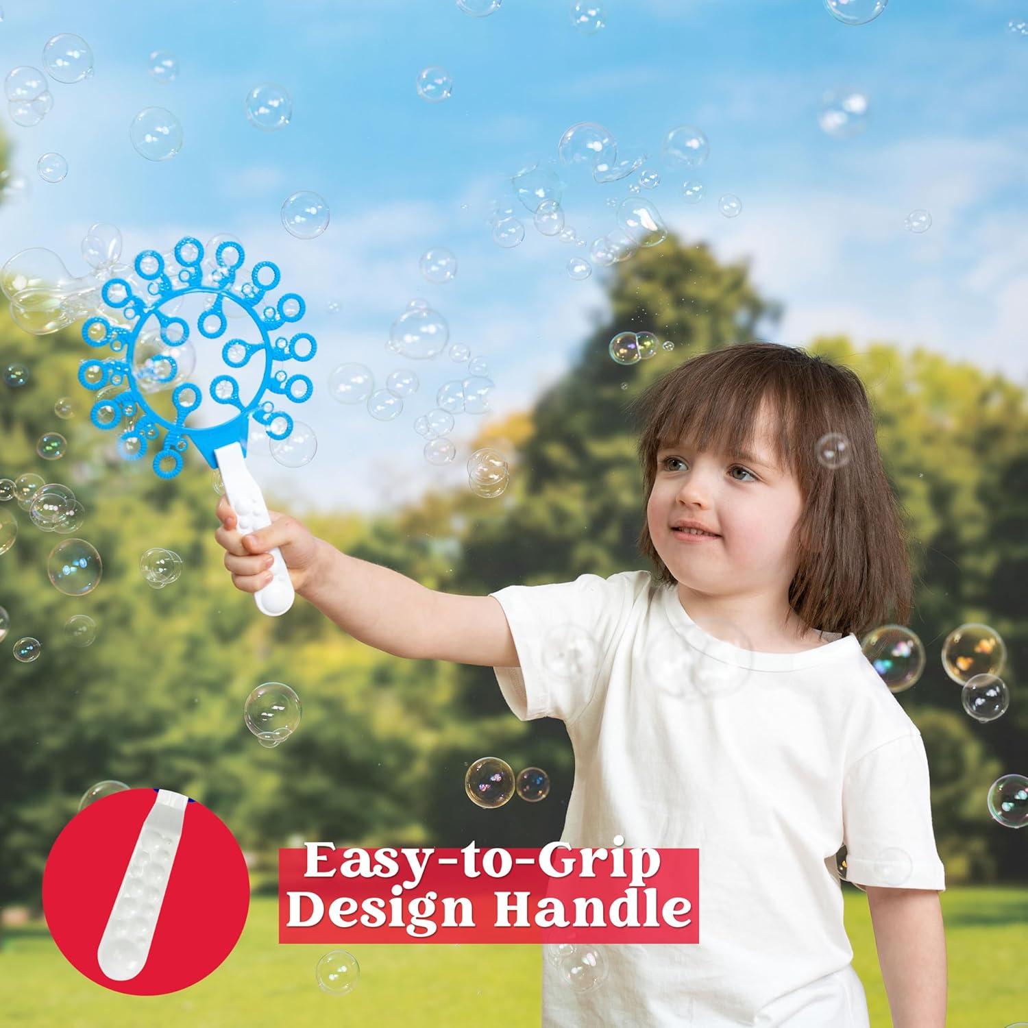 imageJOYIN Big Bubble Wands Set Bulk for Kids Summer Outdoor Toy Game Activity Party Favors 18 Pcs Giant Bubble Maker with Tray 12 Large 6 Pcs Solution Suitable for All Age PeopleRegular
