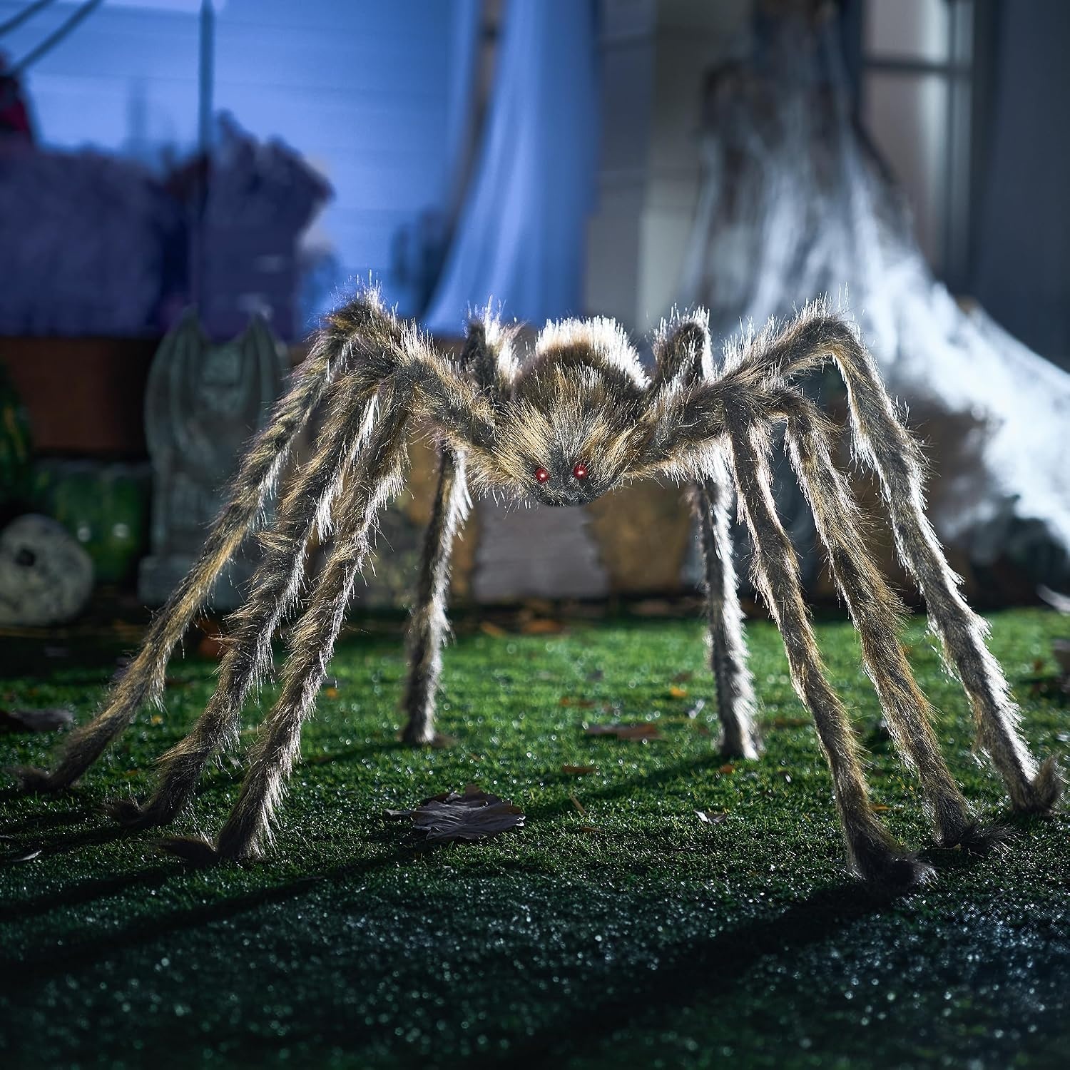 image:imageJOYIN Halloween Outdoor Decorations Giant Spider 5 Ft Large Spider for Yard Lawn Garden Patio Scary Halloween Outside Decor Indoor Haunted House Prop and Home Party Decor BlackBrown