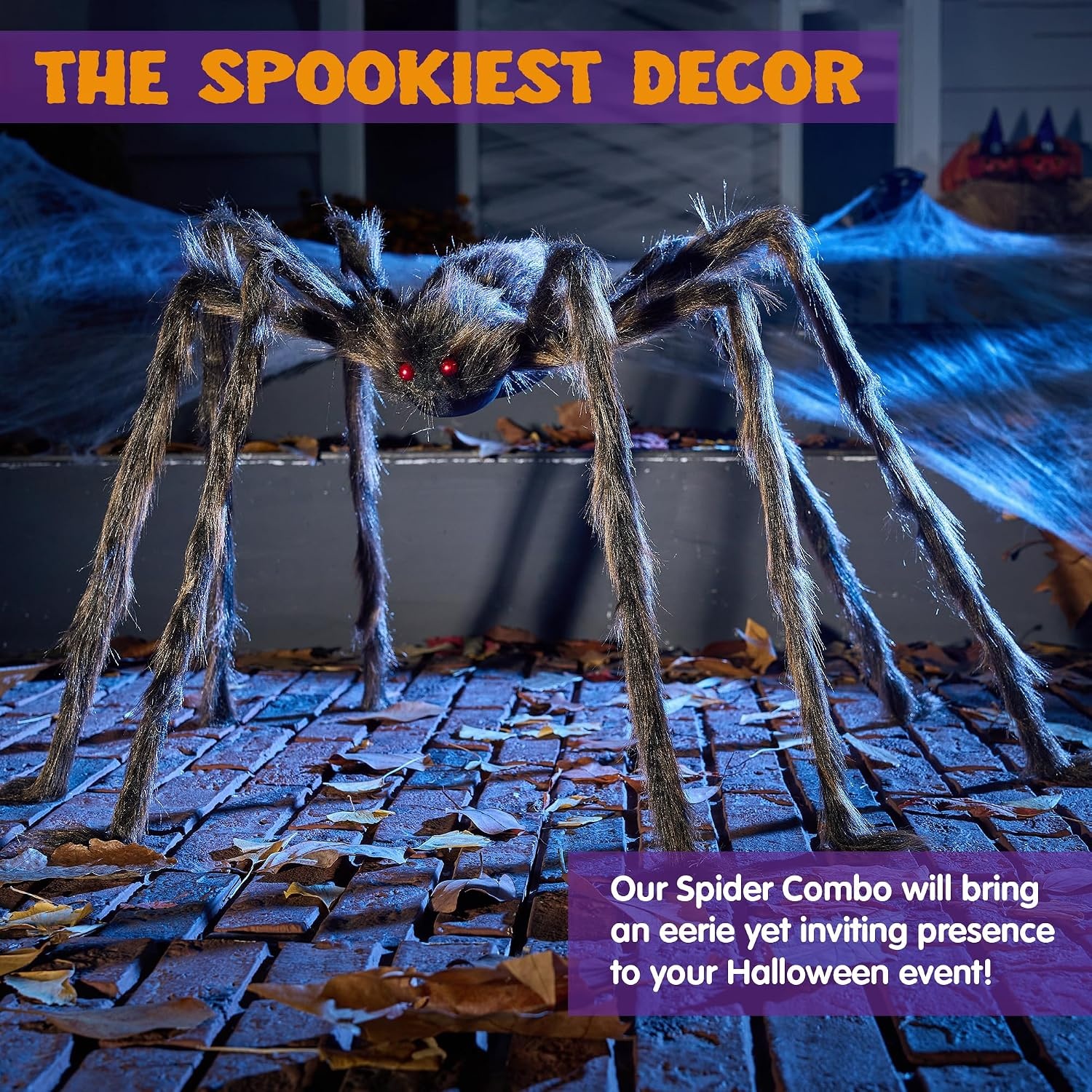 image:imageJOYIN Halloween Outdoor Decorations Giant Spider 5 Ft Large Spider for Yard Lawn Garden Patio Scary Halloween Outside Decor Indoor Haunted House Prop and Home Party Decor BlackBrown