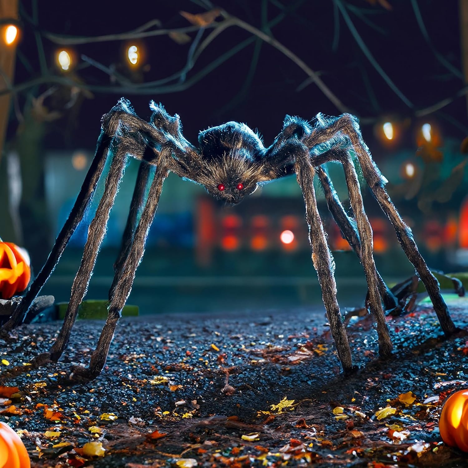 image:imageJOYIN Halloween Outdoor Decorations Giant Spider 5 Ft Large Spider for Yard Lawn Garden Patio Scary Halloween Outside Decor Indoor Haunted House Prop and Home Party Decor BlackBrown